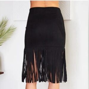Suede Fringe Mini Skirt